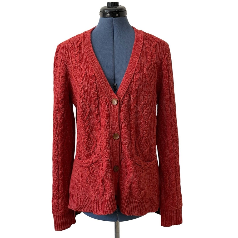 Anthropologie Far Away‎ From Close Pauline Cable Knit Cardigan Hi Lo Granny L - Picture 4 of 16